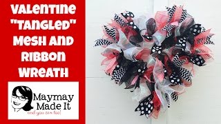 Mesh and Ribbon Wreath Tutorial for Valentines [upl. by Chesney]