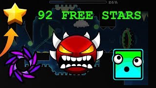 92 FREE STARS  Geometry Dash 21 Free Stars [upl. by Grata]