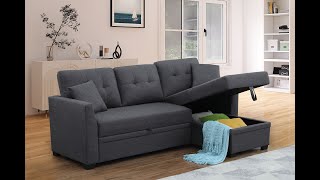 Official F4001 Assembly Video Fabric Sleeper Sectional Sofa With Storage [upl. by Peggi]