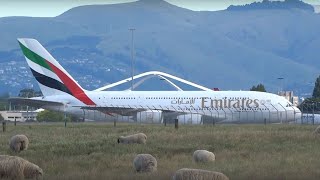 Emirates Airbus A380 Departuring Christchurch Airport New Zealand [upl. by Tihor]