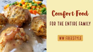 COMFORT FOOD FOR THE ENTIRE FAMILY  MEATBALLS amp MASHED POTATOES  WEIGHT WATCHERS [upl. by Blalock]