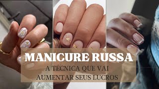 Manicure Russa como fazer Emaltação em gel unha natural cutícula com broca e tesoura polygel [upl. by Annecorinne]