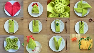 12 Fancy Napkin Folds  Easy Napkin Folding Tutorials  Year in Review  Episode 13 [upl. by Isteb]