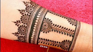 Very beautiful stylish front hand mehandi ka design  Easy mehendi design  Simple wedding mehndi [upl. by Esyak698]