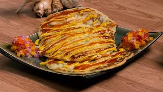 Gobble  Aloo Cheese Pancake  आलू चीज़ पैनकेक्स  How To Make Savoury Pancakes [upl. by Curtice]