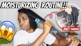 UPDATED Natural HAIR Moisturizing Routine  SUPER JUICY TWISTS 😳‼️ [upl. by Kho880]