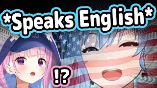 Suiseis English Pronunciation Sounds So American While Teaching Aqua【Hololive】 [upl. by Morocco]