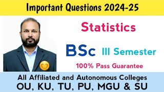 Statistics Important Questions 202425 BSc III Semester 3rd Sem Imp Stats OU PU KU TU MGU SU [upl. by Nesrac]