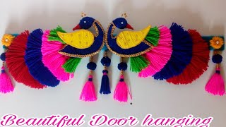 DIY easy woolen peacock door hanging Toran making Door hanging woolAmazing wool door hanging [upl. by Oiligriv900]