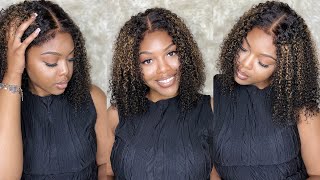 LUVME HAIR  Highlight Kinky Curly Wig w 4C Edges  5x5 Lace Closure Kinky Curly Wig [upl. by Viviene112]