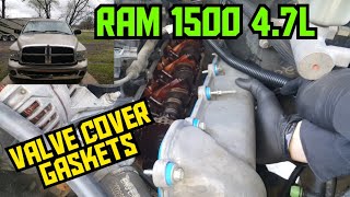 How to replace the valve cover gaskets on 20022007 Dodge Ram 1500 47L [upl. by Isdnyl]