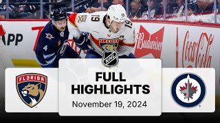 NHL Highlights  Panthers vs Jets  November 19 2024 [upl. by Kcinomod]