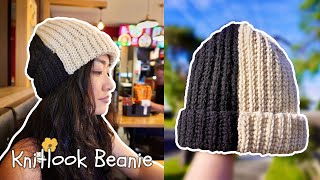 How to Crochet Knitlook Beanie  2 Tone Beanie [upl. by Xeno]