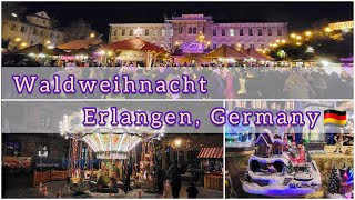 Christmas Market Germany  Waldweihnacht Erlangen Walk Tour 2022 [upl. by Swain]