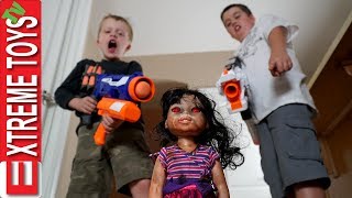 Crazy Doll Attacks Nerf Battle Vs Wild Toy [upl. by Kirsten]