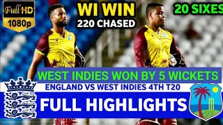 England VS West indies T20 Series 2024 4th T20 Match West indies Won By 5 wickets [upl. by Ainatit]