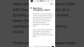 What Does quotCacophonyquot Mean [upl. by Chesney]