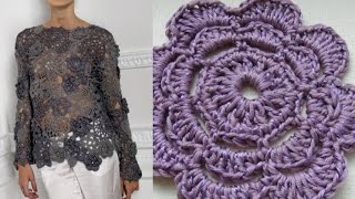 Ажурная кофта крючком Ч 1 Openwork crochet sweater [upl. by Linis560]