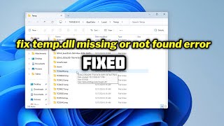 FIXED tempdll missing or not found error in windows 1011 [upl. by Asiul]