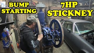 7HP Stickney Hit Miss Engine Will It Bump Starting [upl. by Crescint]