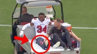 Bryce Hall injury 🔴 Bryce Hall carted off field with serious leg injury Josh Hayes injured in Week 1 [upl. by Cosette723]