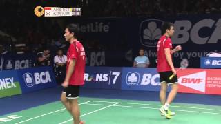 2014 BCA INDONESIA OPEN  SF  MD  AhsanSetiawan 1 INA VS Kim K JKim S R 4 KOR [upl. by Ahon]