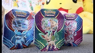 Opening The Evolution Celebration Tins Sylveon Leafeon Glaceon [upl. by Lamp]