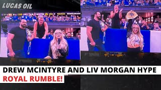 DREW MCINTYRE AND LIV MORGAN HYPE ROYAL RUMBLE AT NFL GAME [upl. by Haneen]