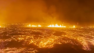 Iceland volcano eruption  Raw video [upl. by Aerdnahc]