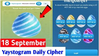 Yaystogram🤑 Bot Today 18 September Daily Cipher Code ∆ YaystogramTodayDailyCipherCode [upl. by Marti452]