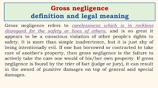 Gross negligence definition and legal meaning [upl. by Ecinev834]