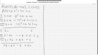 Bestimmen einer Quadratische Funktion aus 3 Punkten  Einfache Version [upl. by Basham]