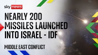 Explosions seen in night sky amid reports Iran has fired nearly 200 missiles at Israel [upl. by Ysnap]