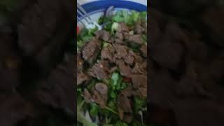 Steak Salad with Home Made ORGANIC Peanut sauce [upl. by Anaile704]