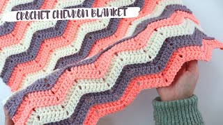 How To Crochet Chevron Stitch  Easy Baby Blanket [upl. by Bridges288]