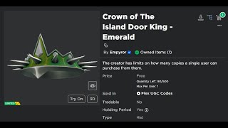 Claiming the Crown of The Island Door King  Emerald UGC Limited  Roblox [upl. by Favata]