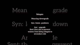 Day vocabulary Relegate  spoken English  vocabulary  English [upl. by Eelyak]