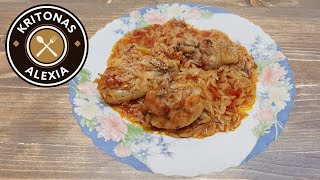 Κριθαράκι με κοτόπουλο Orzotto with chicken in the oven kritonas alexia [upl. by Atikin861]