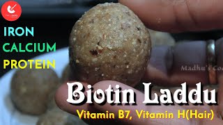 Biotin Laddu for fast Hair Growth amp Skin Glow  Healthy Proteinrich WeightLoss Laddu no sugarghee [upl. by Primaveria596]