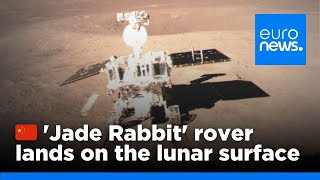 China moon landing video Jade Rabbit rover softlands on lunar surface [upl. by Divadnoj]