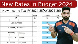 Income tax slab rates changes for FY 2024 25 AY 2025 26 in Budget 2024  Tax on salaried person [upl. by Prentiss]