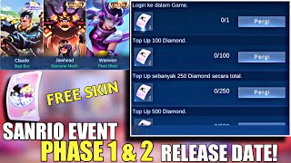 SANRIO PHASE 1 amp 2 RELEASE DATE  MOBILE LEGENDS FREE SKIN [upl. by Ynnoj]