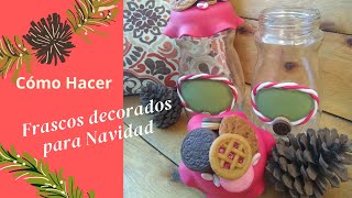 DIY Como Decorar Frascos con Galletas en Pasta Flexible Fácilmente para esta Navidad [upl. by Adamis]