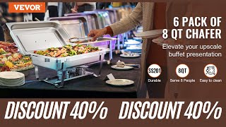 VEVOR 8QT Rectangle Chafing Dish 246 Packs w Full Size Pans Buffet Catering Warmer Server Tray [upl. by Amalbena]