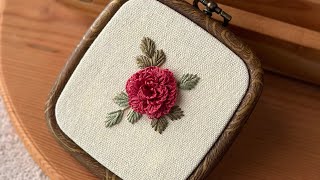 Step by step detailed Caston Rose Embroidery Tutorial 🌹Brazilian Rose Stitch Tutorial for Beginners [upl. by Enelyw561]