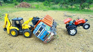 Tata Dumper Tipper Accident Main Road Pulling Out JCB 3dx HMT 5911 Tractor  Cartoon Video  CS Toy [upl. by Ahsinad]