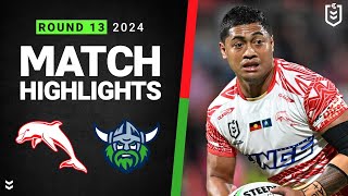 NRL 2024  Dolphins v Raiders  Match Highlights [upl. by Ynaitirb836]