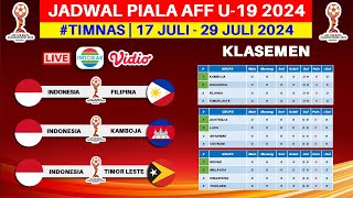 Jadwal Piala AFF U 19 2024  Timnas Indonesia vs Filipina  Piala AFF U19 2024  Live Indosiar [upl. by Alledi]