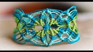 tutorial pulsera macramé cavandoli flor pulseras de hilo [upl. by Emelin375]