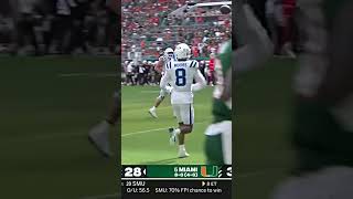 Jordan Moore OUTSTANDING onehanded catch 💪💪💪💪💪duke miamihurricanes collegefootball sports [upl. by Anayrb23]